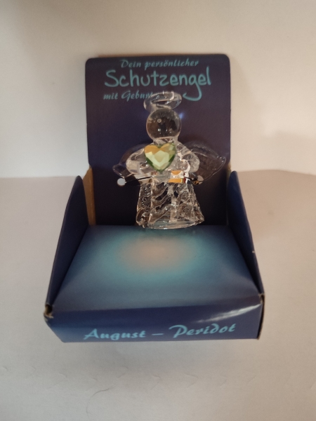 Glass angel with birthstone - August